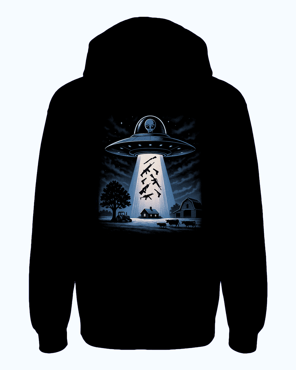 Alien Abduction fleece lined hoodie – back mockup